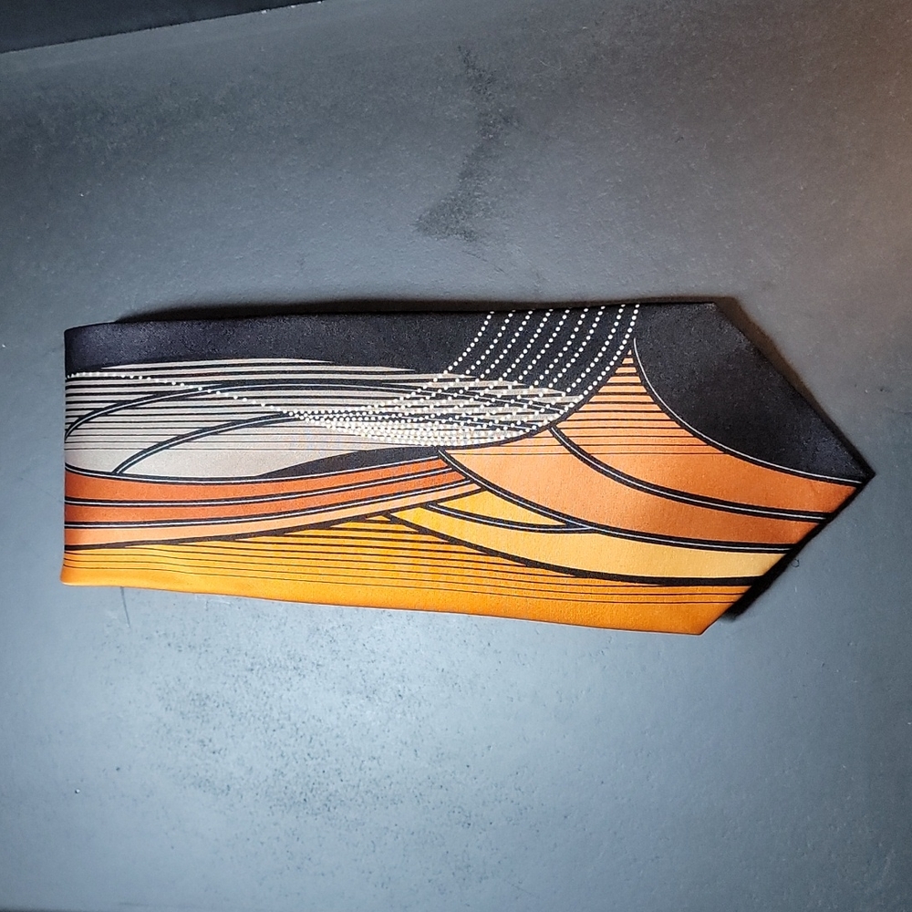 Orange and black men's tie